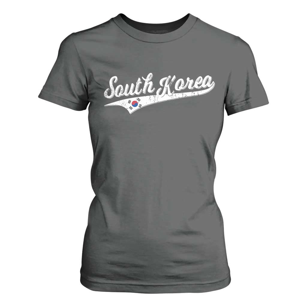 South Korea T Shirt For Women Retro Script Sport Korean Flag TS10 Dark Heather Print Your Wear