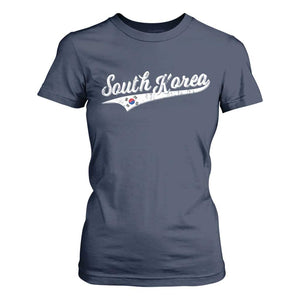 South Korea T Shirt For Women Retro Script Sport Korean Flag TS10 Navy Print Your Wear