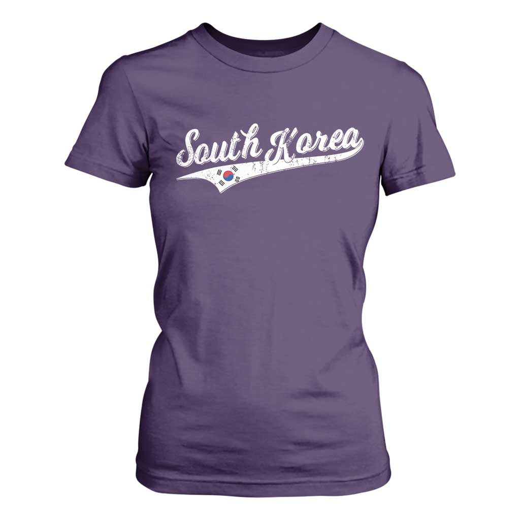 South Korea T Shirt For Women Retro Script Sport Korean Flag TS10 Purple Print Your Wear