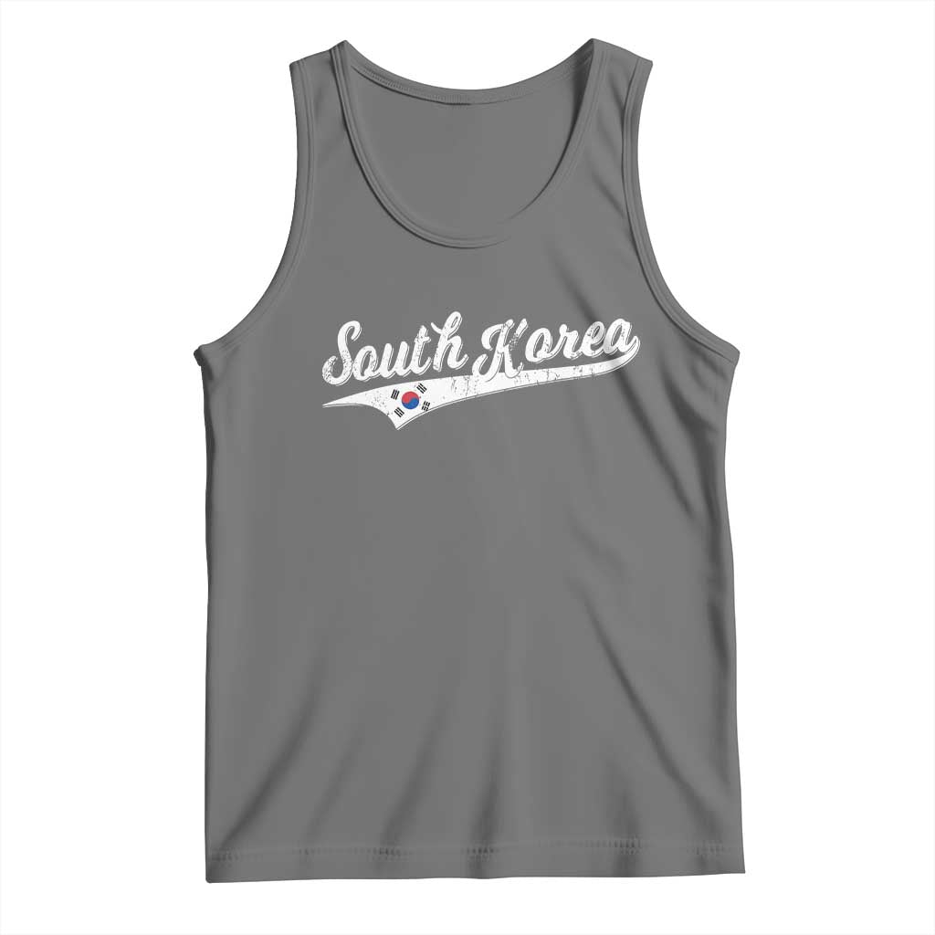 South Korea Tank Top Retro Script Sport Korean Flag TS10 Black Heather Print Your Wear