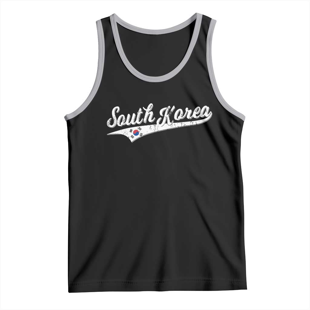 South Korea Tank Top Retro Script Sport Korean Flag TS10 Black Athletic Heather Print Your Wear