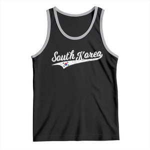 South Korea Tank Top Retro Script Sport Korean Flag TS10 Black Athletic Heather Print Your Wear