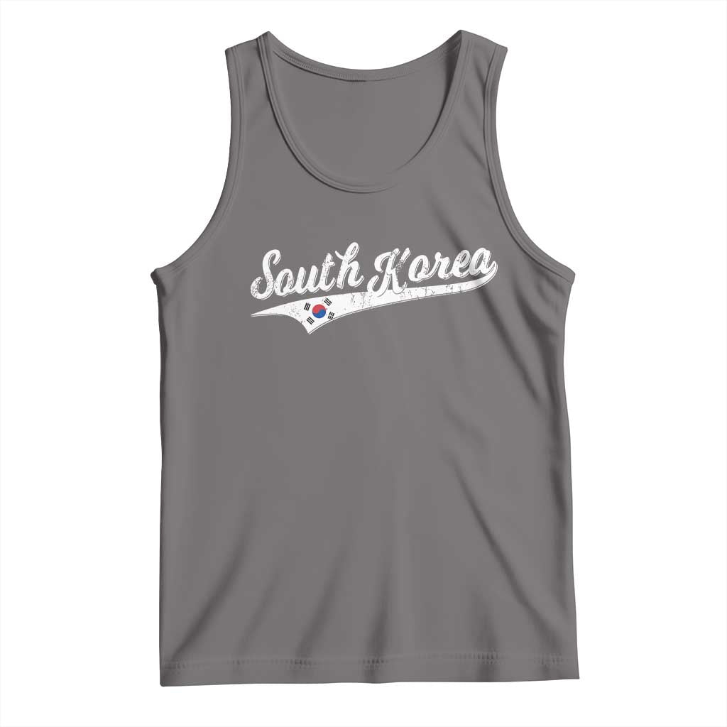 South Korea Tank Top Retro Script Sport Korean Flag TS10 Deep Heather Print Your Wear