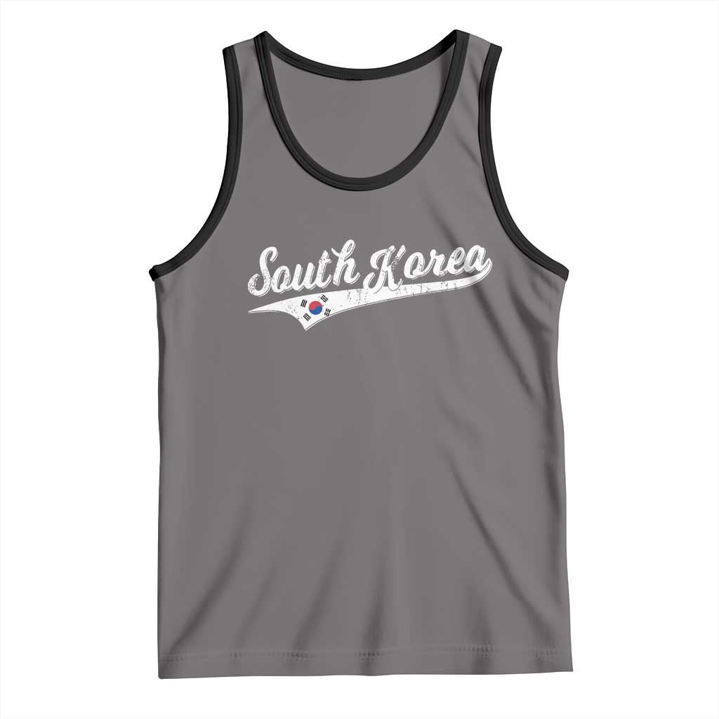 South Korea Tank Top Retro Script Sport Korean Flag TS10 Deep Heather Black Print Your Wear