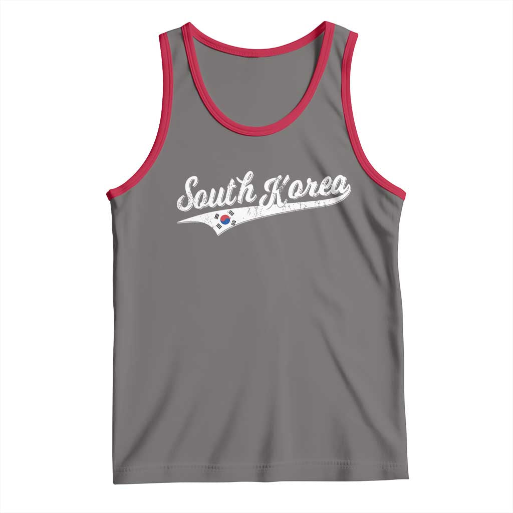 South Korea Tank Top Retro Script Sport Korean Flag TS10 Deep Heather Red Print Your Wear