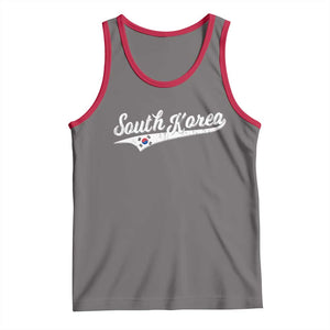 South Korea Tank Top Retro Script Sport Korean Flag TS10 Deep Heather Red Print Your Wear