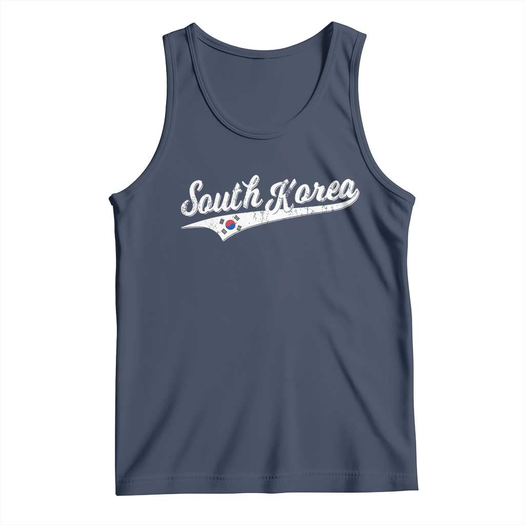 South Korea Tank Top Retro Script Sport Korean Flag TS10 Navy Print Your Wear