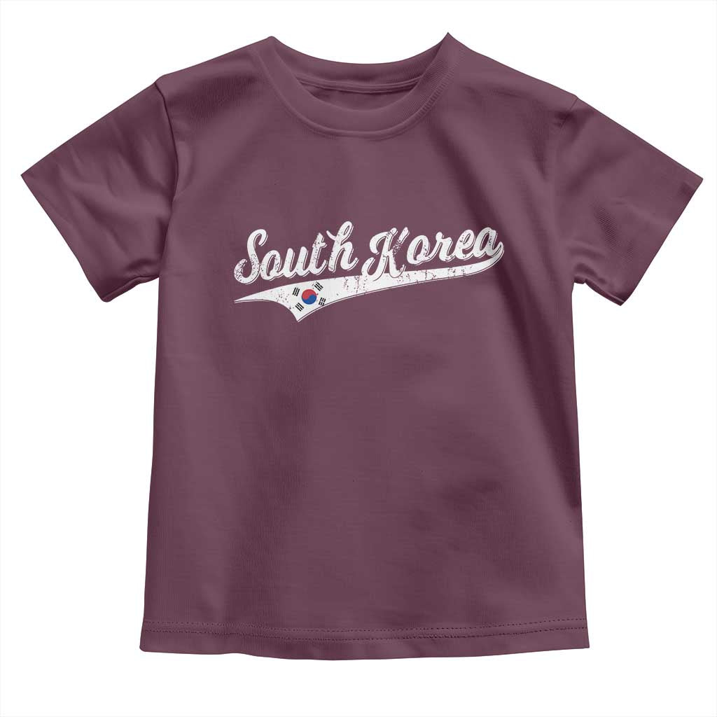 South Korea Toddler T Shirt Retro Script Sport Korean Flag TS10 Maroon Print Your Wear