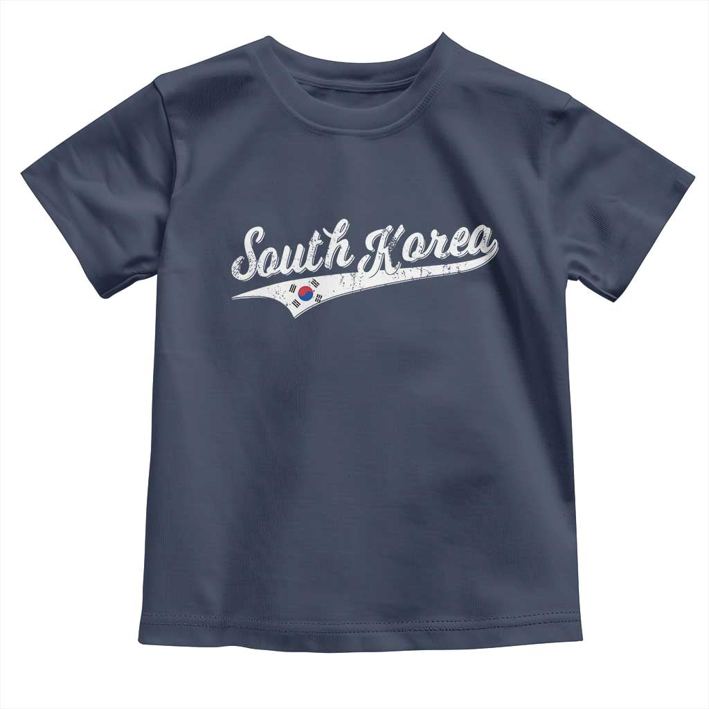 South Korea Toddler T Shirt Retro Script Sport Korean Flag TS10 Navy Print Your Wear