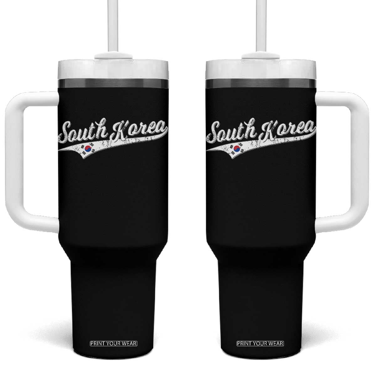 South Korea Tumbler With Handle Retro Script Sport Korean Flag TS10 One Size: 40 oz Black Print Your Wear