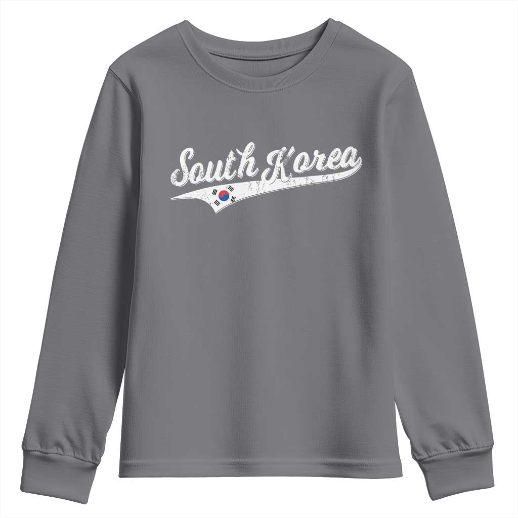 South Korea Youth Sweatshirt Retro Script Sport Korean Flag TS10 Charcoal Print Your Wear