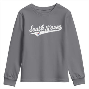 South Korea Youth Sweatshirt Retro Script Sport Korean Flag TS10 Charcoal Print Your Wear