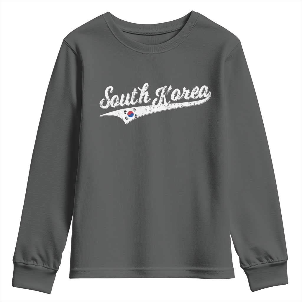 South Korea Youth Sweatshirt Retro Script Sport Korean Flag TS10 Dark Heather Print Your Wear