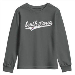 South Korea Youth Sweatshirt Retro Script Sport Korean Flag TS10 Dark Heather Print Your Wear