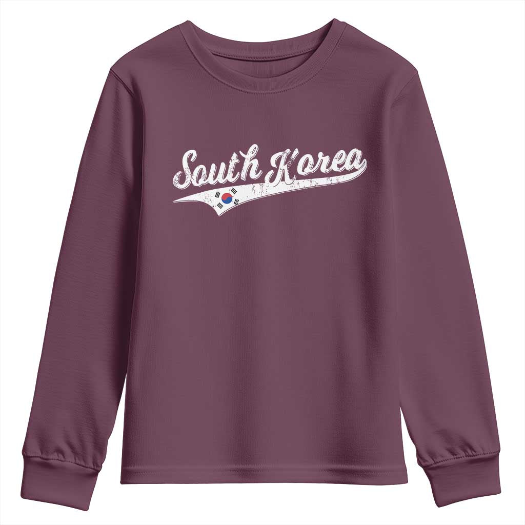 South Korea Youth Sweatshirt Retro Script Sport Korean Flag TS10 Maroon Print Your Wear