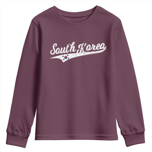 South Korea Youth Sweatshirt Retro Script Sport Korean Flag TS10 Maroon Print Your Wear