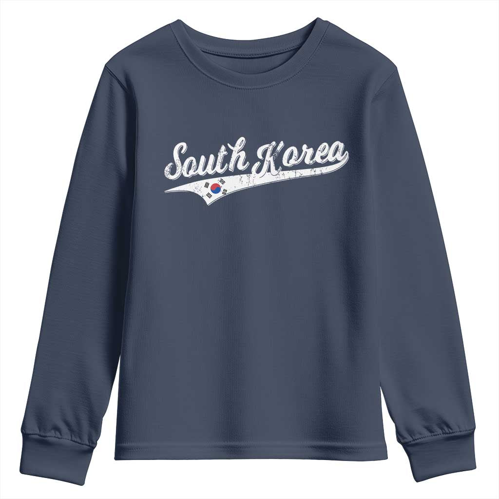 South Korea Youth Sweatshirt Retro Script Sport Korean Flag TS10 Navy Print Your Wear