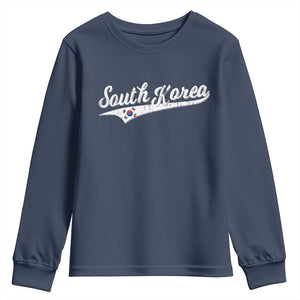 South Korea Youth Sweatshirt Retro Script Sport Korean Flag TS10 Navy Print Your Wear