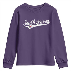South Korea Youth Sweatshirt Retro Script Sport Korean Flag TS10 Purple Print Your Wear