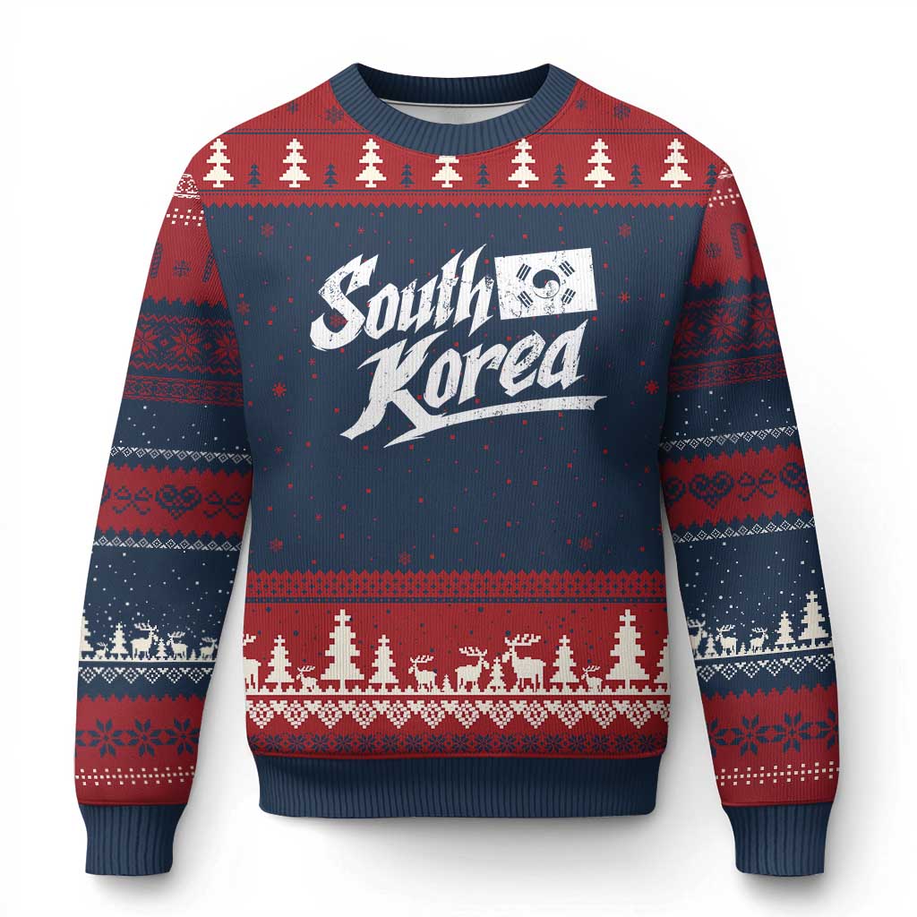 South Korea Ugly Christmas Sweater Retro Vintage Sport Korean Flag TS10 Navy Red Print Your Wear