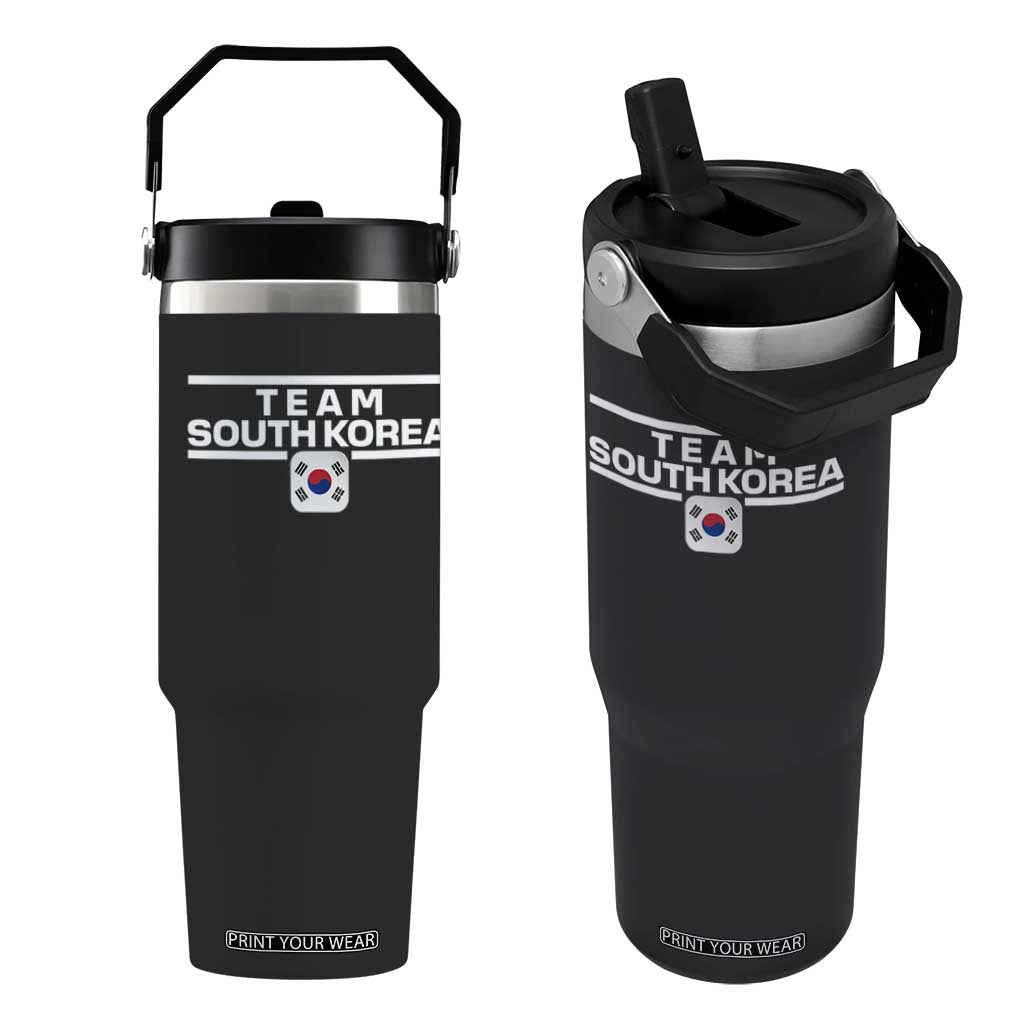 Team South Korea Korean Flag Flip Straw Tumbler TS10 One Size: 30 oz Black Print Your Wear