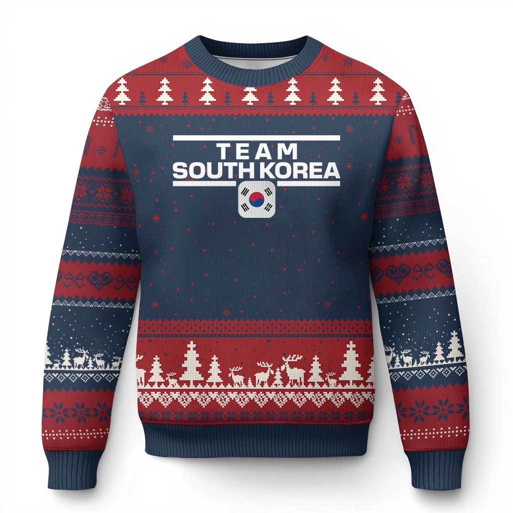 Team South Korea Korean Flag Ugly Christmas Sweater TS10 Navy Red Print Your Wear