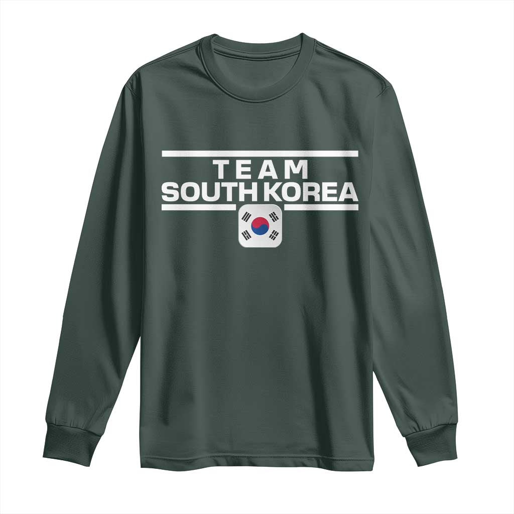 Team South Korea Korean Flag Long Sleeve Shirt TS10 Dark Forest Green Print Your Wear