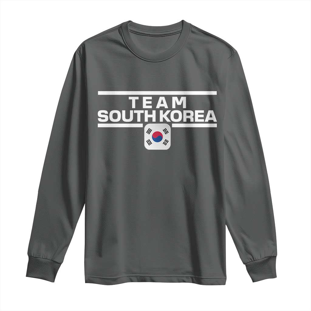 Team South Korea Korean Flag Long Sleeve Shirt TS10 Dark Heather Print Your Wear
