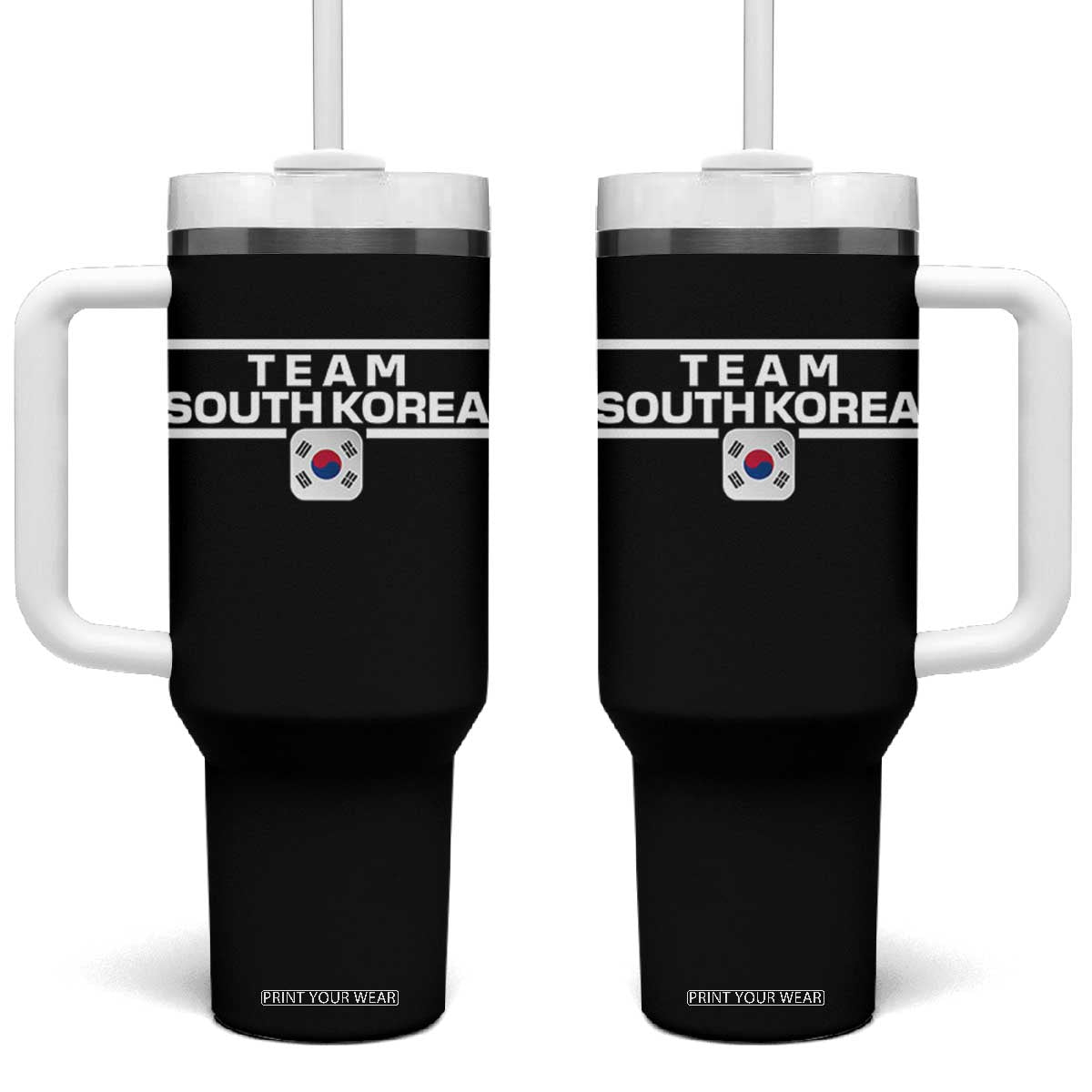 Team South Korea Korean Flag Tumbler With Handle TS10 One Size: 40 oz Black Print Your Wear
