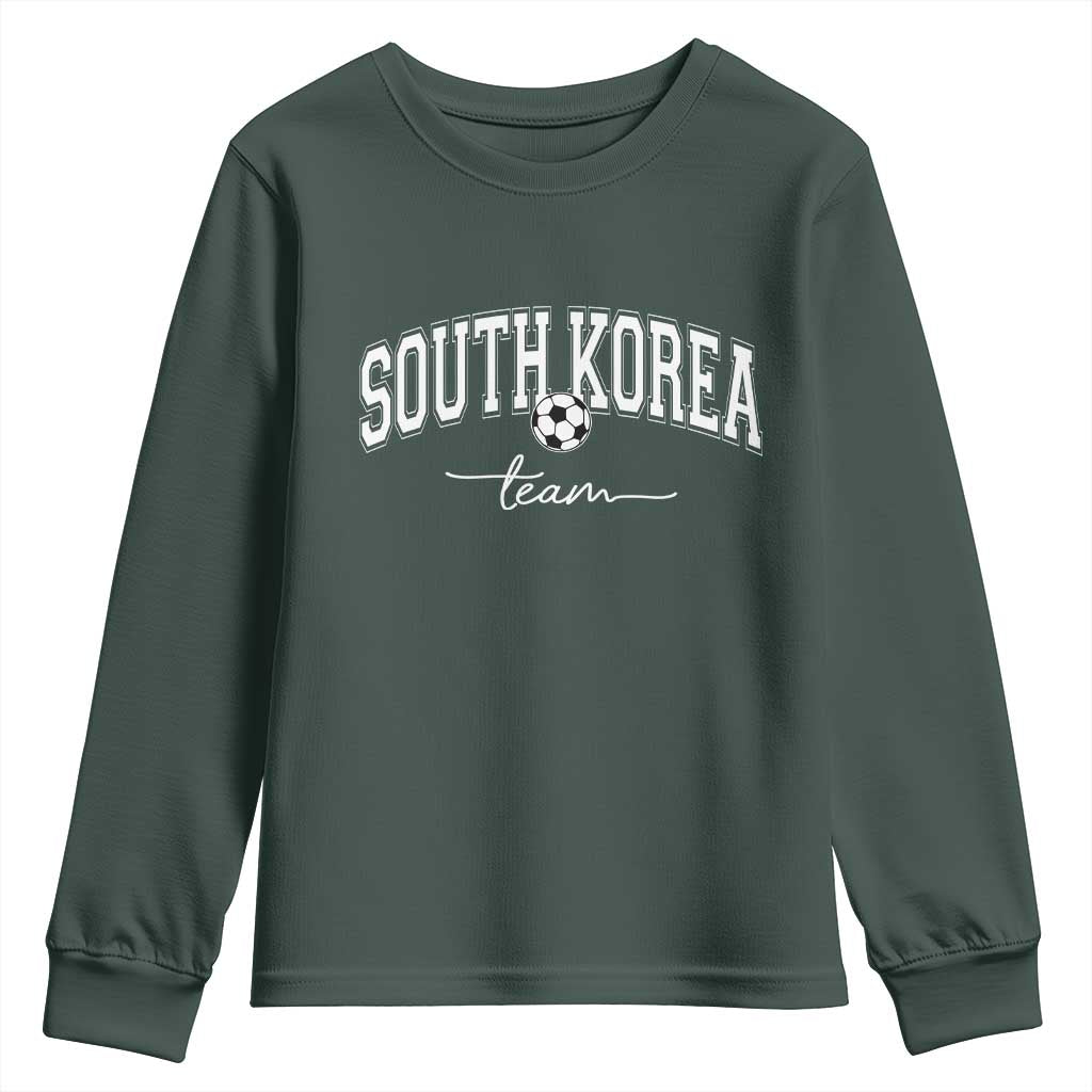 South Korea Soccer Team Youth Sweatshirt Retro Korea National Football Fan TS10 Dark Forest Green Print Your Wear