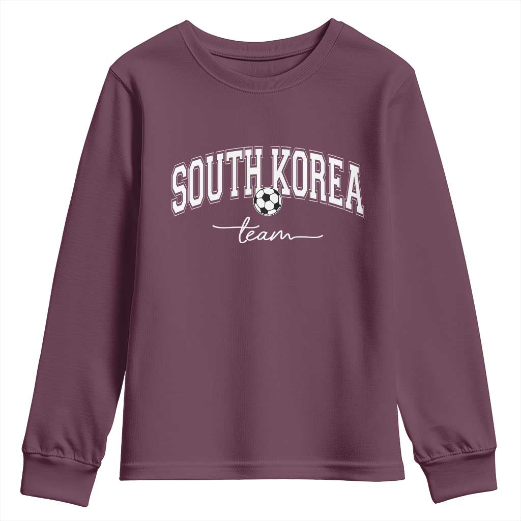 South Korea Soccer Team Youth Sweatshirt Retro Korea National Football Fan TS10 Maroon Print Your Wear