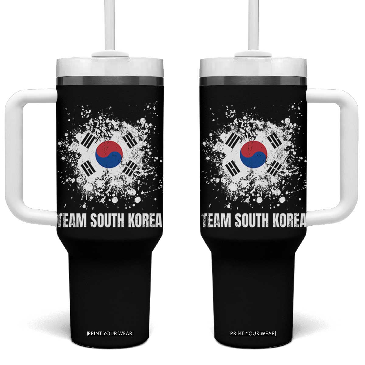South Korea National Team Tumbler With Handle Retro Vintage Watercolors Sport Korean Flag TS10 One Size: 40 oz Black Print Your Wear