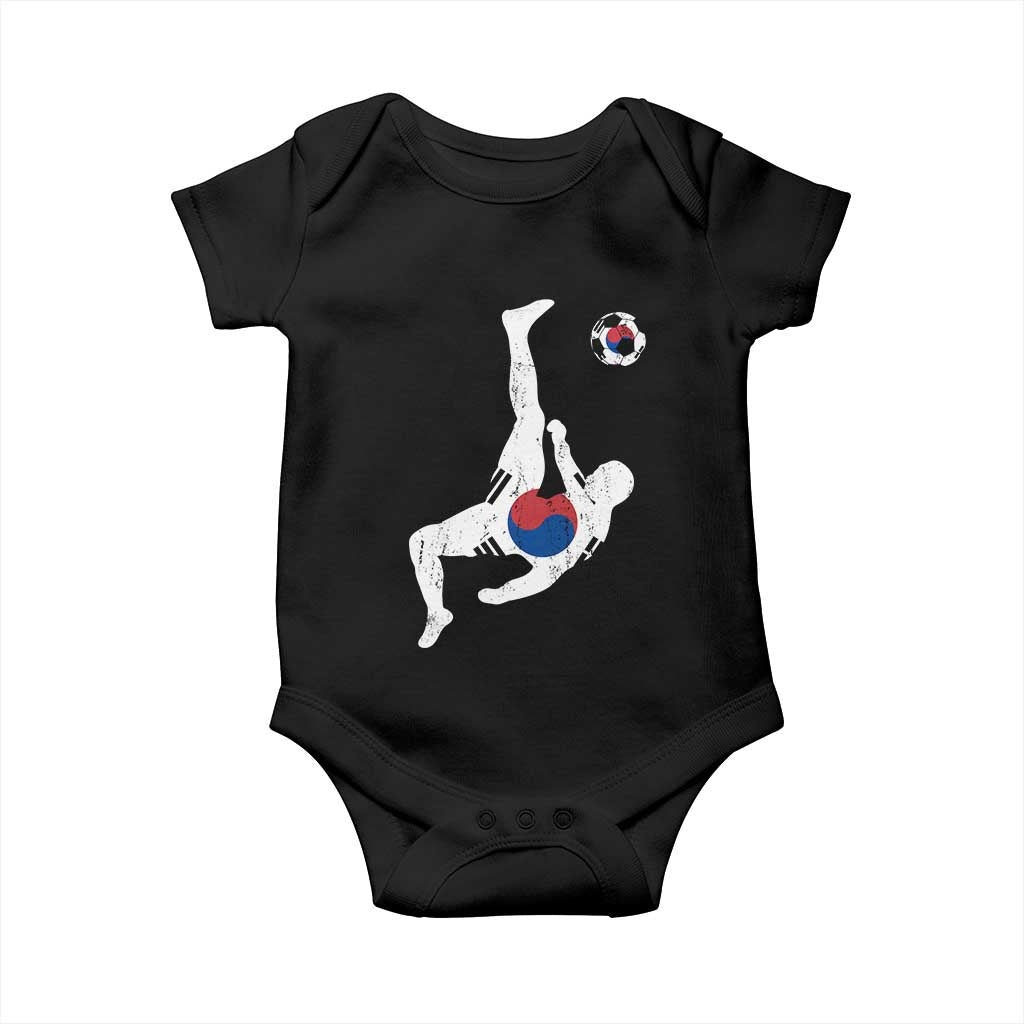 South Korea Soccer Baby Onesie Bicycle Kick Silhouette Korean Flag TS10 Black Print Your Wear