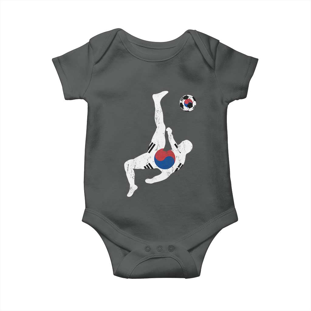 South Korea Soccer Baby Onesie Bicycle Kick Silhouette Korean Flag TS10 Dark Heather Print Your Wear