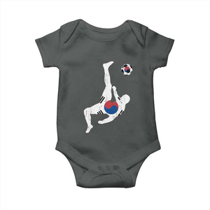 South Korea Soccer Baby Onesie Bicycle Kick Silhouette Korean Flag TS10 Dark Heather Print Your Wear