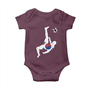 South Korea Soccer Baby Onesie Bicycle Kick Silhouette Korean Flag TS10 Maroon Print Your Wear