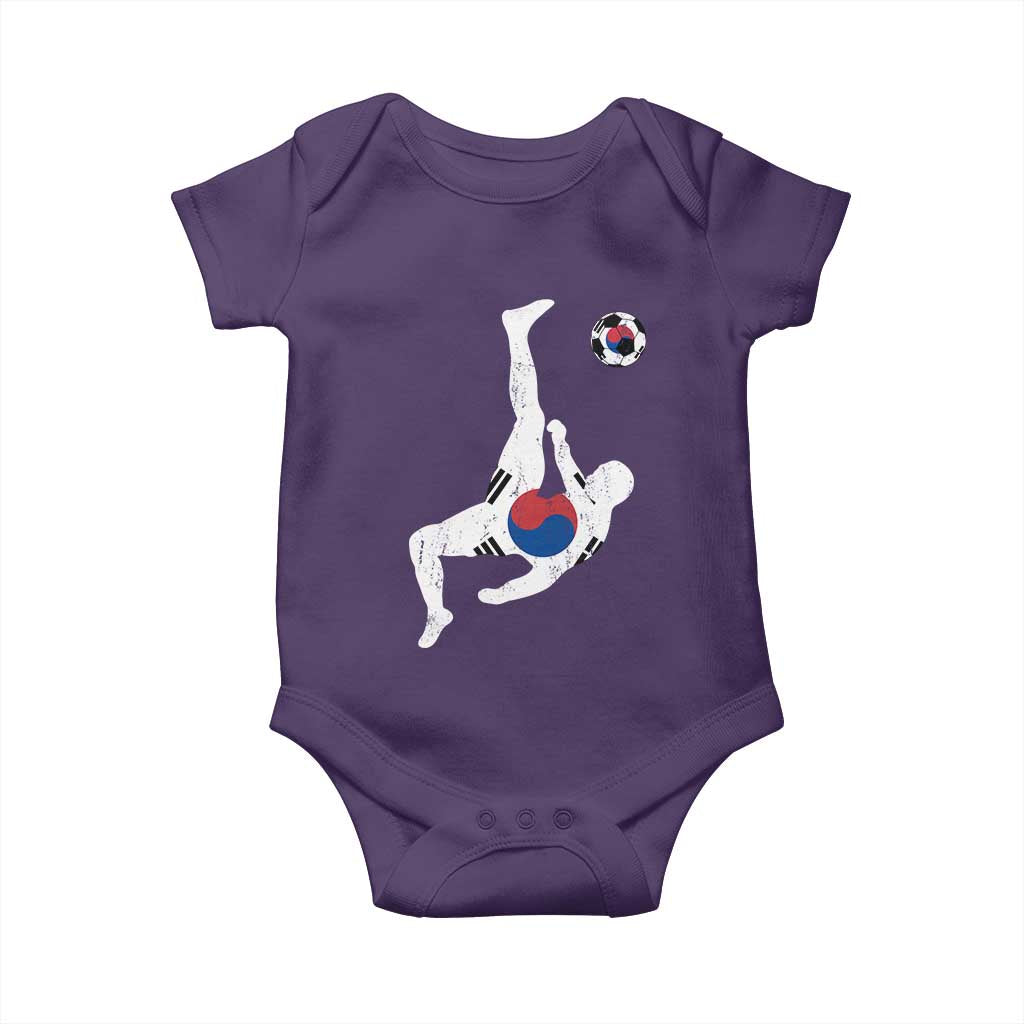 South Korea Soccer Baby Onesie Bicycle Kick Silhouette Korean Flag TS10 Purple Print Your Wear