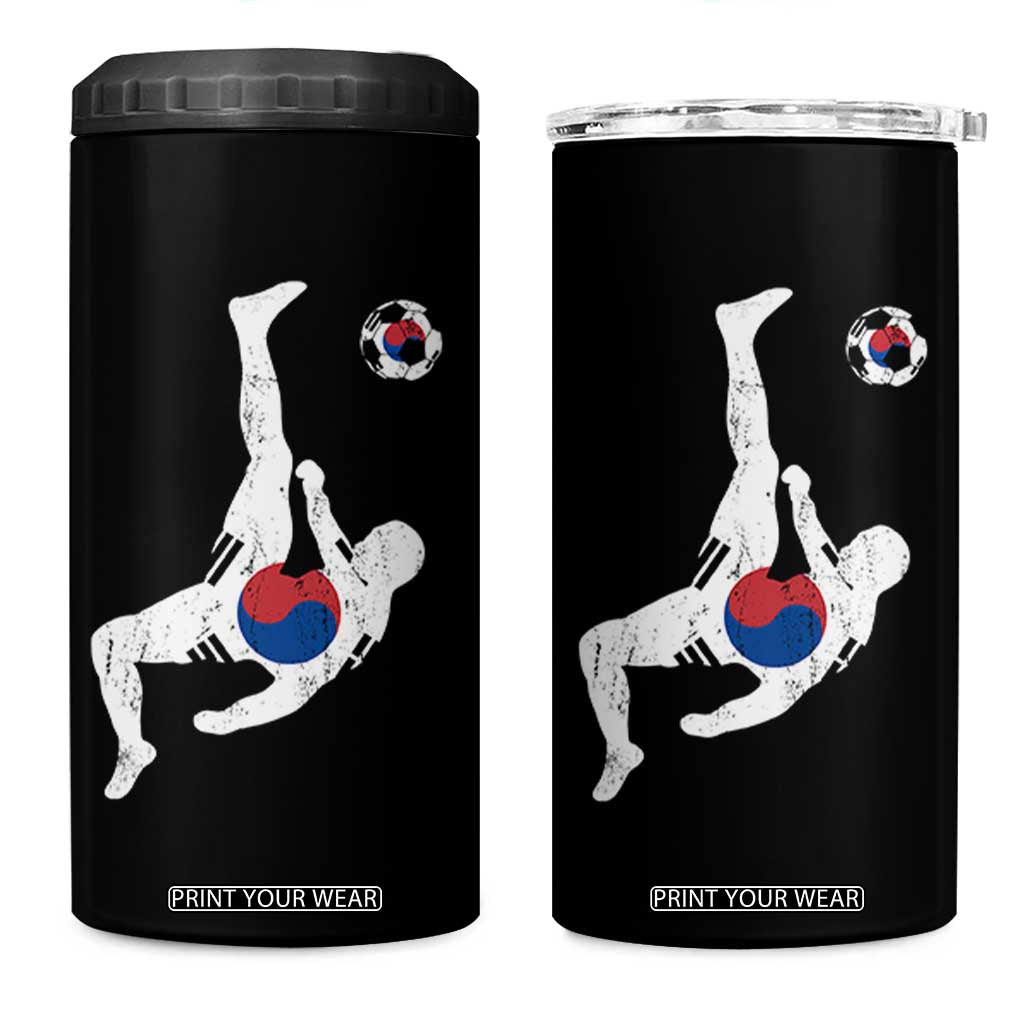 South Korea Soccer 4 in 1 Can Cooler Tumbler Bicycle Kick Silhouette Korean Flag TS10 One Size: 16 oz Black Print Your Wear