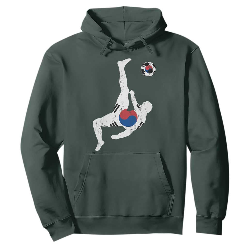 South Korea Soccer Hoodie Bicycle Kick Silhouette Korean Flag TS10 Dark Forest Green Print Your Wear