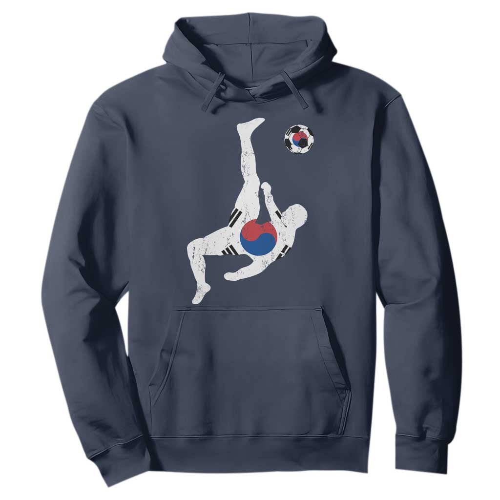 South Korea Soccer Hoodie Bicycle Kick Silhouette Korean Flag TS10 Navy Print Your Wear
