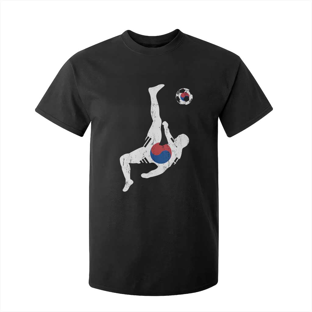South Korea Soccer T Shirt For Kid Bicycle Kick Silhouette Korean Flag TS10 Black Print Your Wear