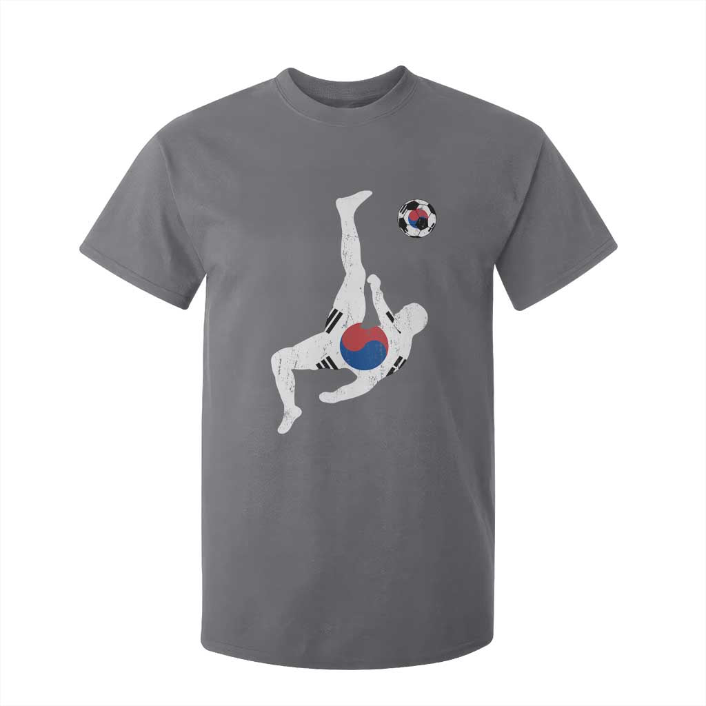 South Korea Soccer T Shirt For Kid Bicycle Kick Silhouette Korean Flag TS10 Charcoal Print Your Wear