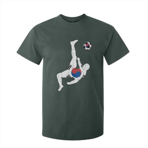South Korea Soccer T Shirt For Kid Bicycle Kick Silhouette Korean Flag TS10 Dark Forest Green Print Your Wear