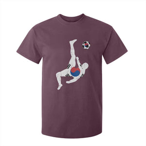 South Korea Soccer T Shirt For Kid Bicycle Kick Silhouette Korean Flag TS10 Maroon Print Your Wear