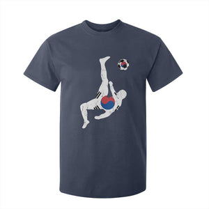 South Korea Soccer T Shirt For Kid Bicycle Kick Silhouette Korean Flag TS10 Navy Print Your Wear