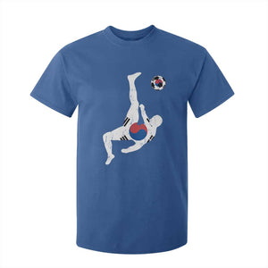 South Korea Soccer T Shirt For Kid Bicycle Kick Silhouette Korean Flag TS10 Royal Blue Print Your Wear
