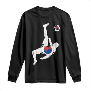 South Korea Soccer Long Sleeve Shirt Bicycle Kick Silhouette Korean Flag TS10 Black Print Your Wear
