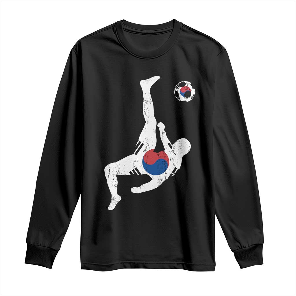 South Korea Soccer Long Sleeve Shirt Bicycle Kick Silhouette Korean Flag TS10 Black Print Your Wear
