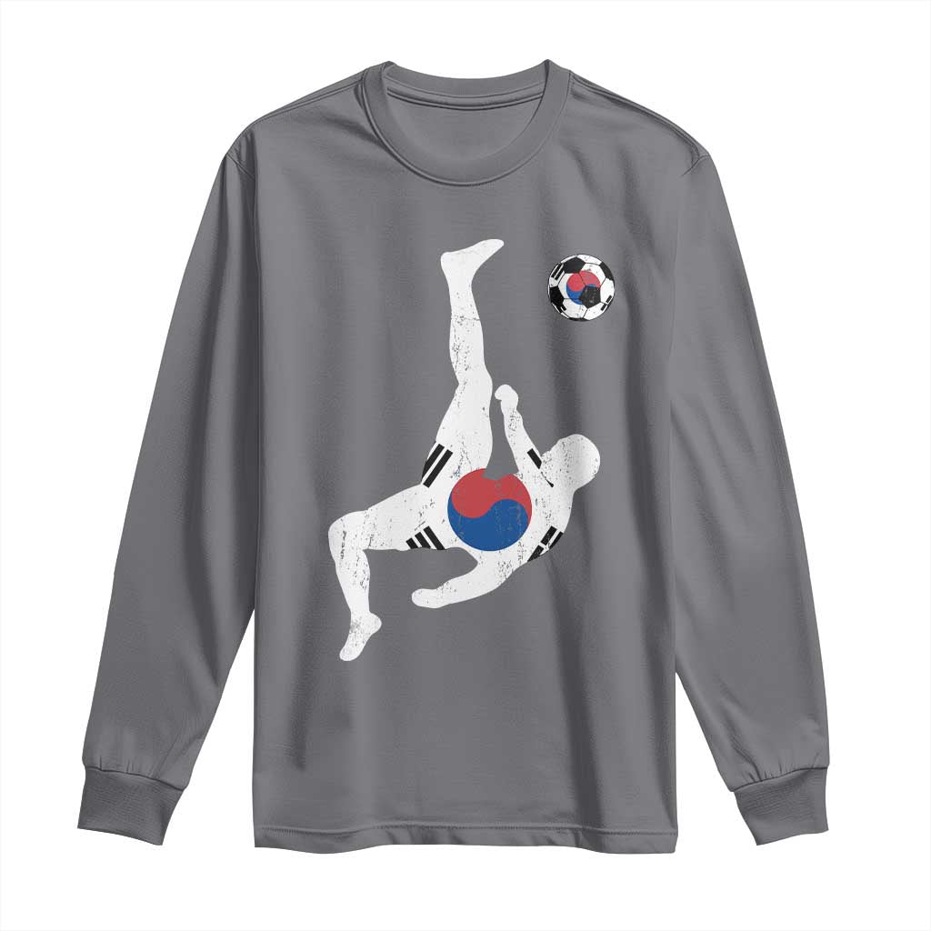 South Korea Soccer Long Sleeve Shirt Bicycle Kick Silhouette Korean Flag TS10 Charcoal Print Your Wear