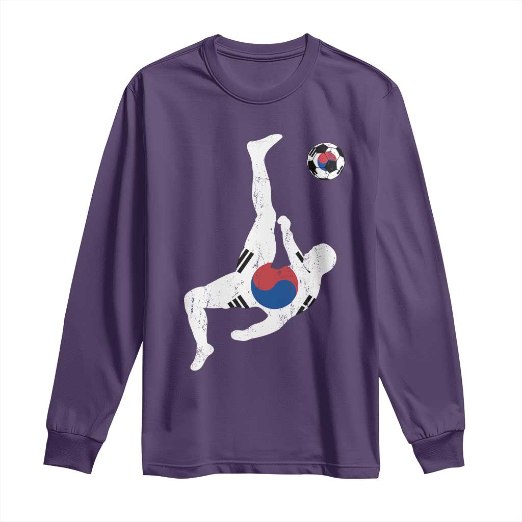 South Korea Soccer Long Sleeve Shirt Bicycle Kick Silhouette Korean Flag TS10 Purple Print Your Wear